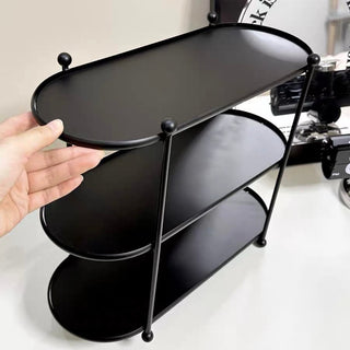 Silver Frame Oval Three-Tier Storage Rack