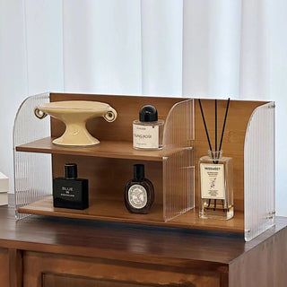 Bamboo Clear Two-Tier Storage Display Rack   Perfume Storage