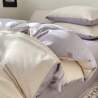 Two-tone satin plain duvet cover set bed cover