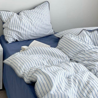 Stitch Color Stripe Cotton Duvet Cover Set