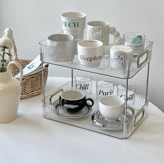 Clear Stripe Pattern Tier Cosmetic Storage Rack
