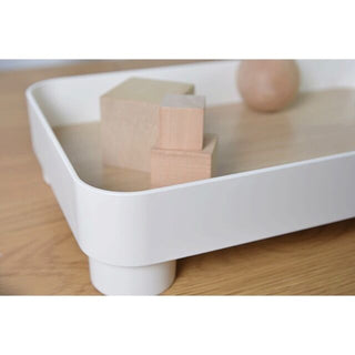 Wood grain print rectangular accessory trayin  small item holder.