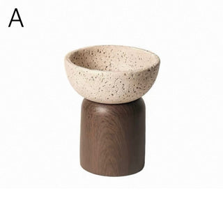 Travertine-style wood stand accessory tray