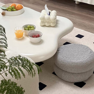 Boucle Round Two-Tier Stool Ottoman Height 22cm