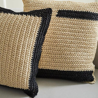 Straw material Monotone cushion cover 2 types  45 x 45 cm