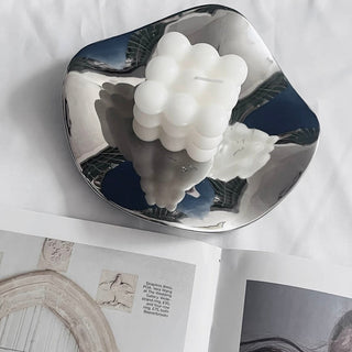 Nuance Irregular Wave Mirror Tray Silver