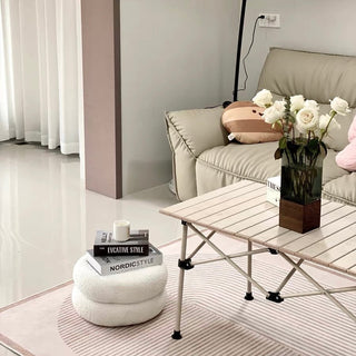 Boucle Round Two-Tier Stool Ottoman Height 22cm