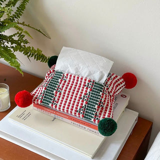 PomPom Mix Color Knit Tissue Case Cover