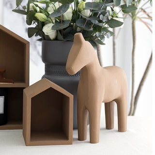 Set of 2  Horse Motif Wood Ornament Figurine