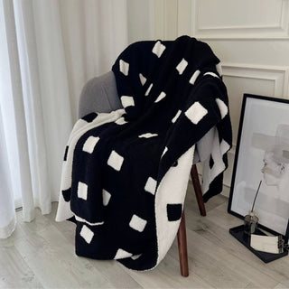 Monochrome Square Pattern Soft Blanket 120x160 Lap Blanket