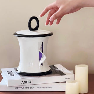 Two-tone ceramic stand tissue case