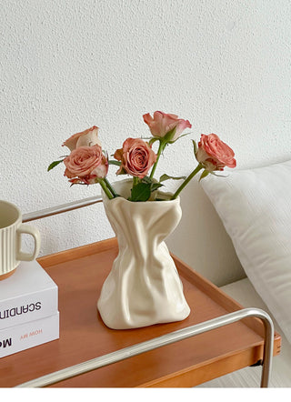 Pleated Ceramic Flower Vase