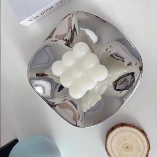 Nuance Irregular Wave Mirror Tray Silver