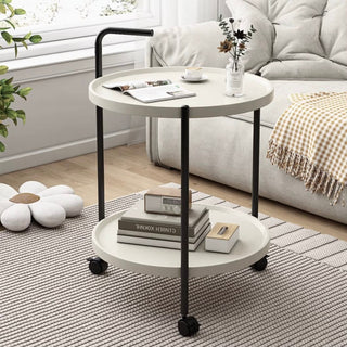 Handle Castered Round Side Table Wagon