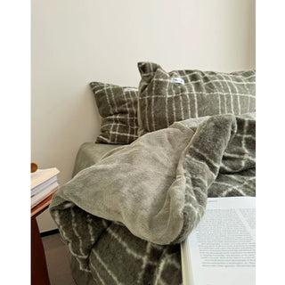 Khaki Retro Check Pattern Duvet Cover Set 2 Sizes  Winter Thick Bed Cover Bedding Cover