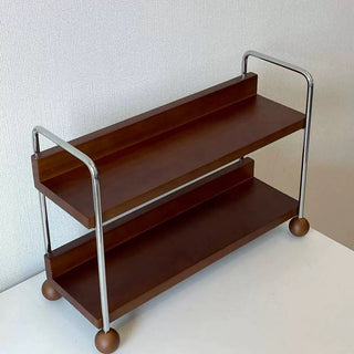 Wood Silver Frame Two-Tier Display Rack Storage