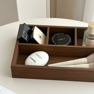 Thin Wood Divider Shallow Storage Box Cosmetics Small Item Tray