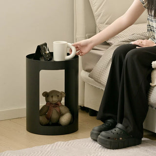 Iron Round Open Storage Cylindrical Side Table