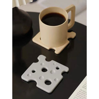 Cheese motif ceramic square coaster
