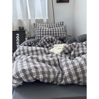 Gray Mix Check Pattern Duvet Cover Set 2 Sizes  All Seasons