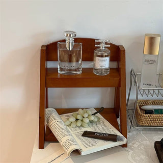 Wood Retro Two-Tier Storage Mini Rack Perfume Storage Spice Rack