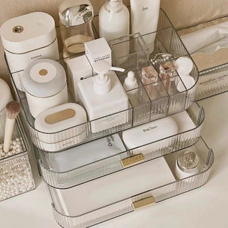 Two-tier drawer & open cosmetic storage unitin  .