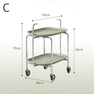 Silver frame with casters two-tier side tablein  wagon.