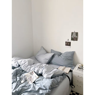 Blue Two-Tone Solid Color Duvet Cover Set