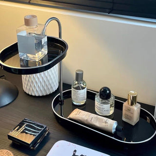 Top Slide Oval Two-Tier Tray   Cosmetics Storage Perfume Storage Tray
