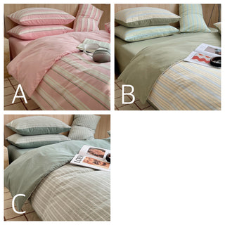 Color Multi-stripe Cotton Duvet Cover Set  Bed Cover