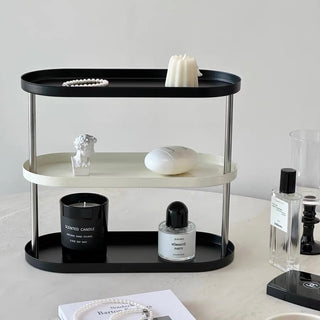 Monotone Oval Tray Three-Tier Storage Rack