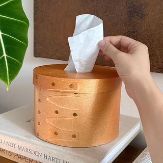 Shaker Box Natural Round Tissue Case  Wood
