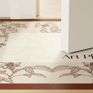 Brown floral pattern water-repellent entrance mat 50x80