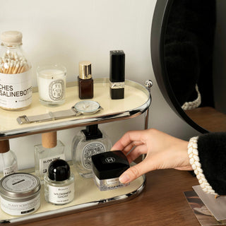 Stainless Steel Frame Oval Two-Tier Storage Rack   Perfume Storage