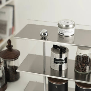 Clear Acrylic Stainless Steel Three-Tier Storage Display Rack   Cosmetic Storage Mug Rack