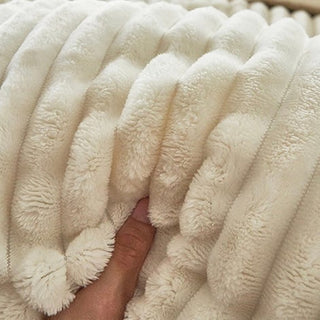 FauxFur Stripe Two-Tone Winter Duvet Cover Set 2 Sizes