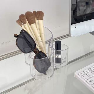 Clear Color Triple Wave Brush Stand Pen Holder