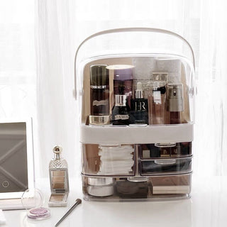 White Portable Cosmetic Box Makeup Storage