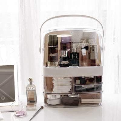 White Portable Cosmetic Box Makeup Storage