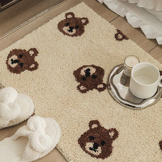 Bear Face Pattern Absorbent Mat Entrance Bath Mat 50 x 80 cm