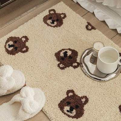 Bear Face Pattern Absorbent Mat Entrance Bath Mat 50 x 80 cm