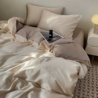Two-tone satin plain duvet cover set bed cover