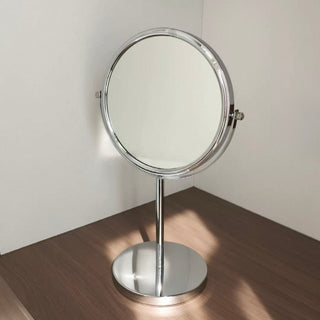 Adjustable Angle Round Tabletop Stand Mirror Silver Mirror