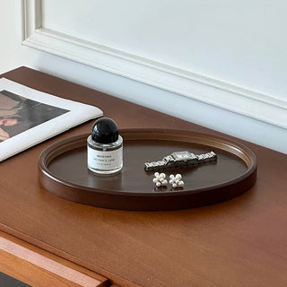 Oval-shaped simple retro wood trayin 2 sizes for storage small item holder perfume storage.