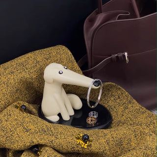 Monochrome Dog Motif Key Tray Dog Key Storage Entryway