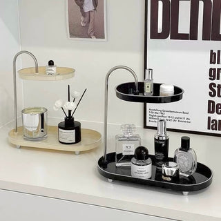Top Slide Oval Two-Tier Tray   Cosmetics Storage Perfume Storage Tray