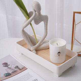 Wood grain print narrow accessory trayin  small item holder.