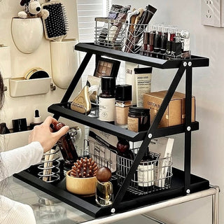 Three-tiered Perfume & Cosmetics Display Iron Storage Open Rack