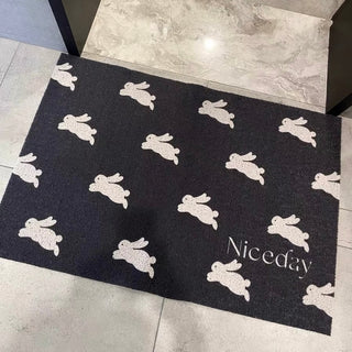 Rabbit pattern Monotone entrance mat 50x80 Mud removal