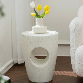 Scattered pattern perforated round side table coffee table